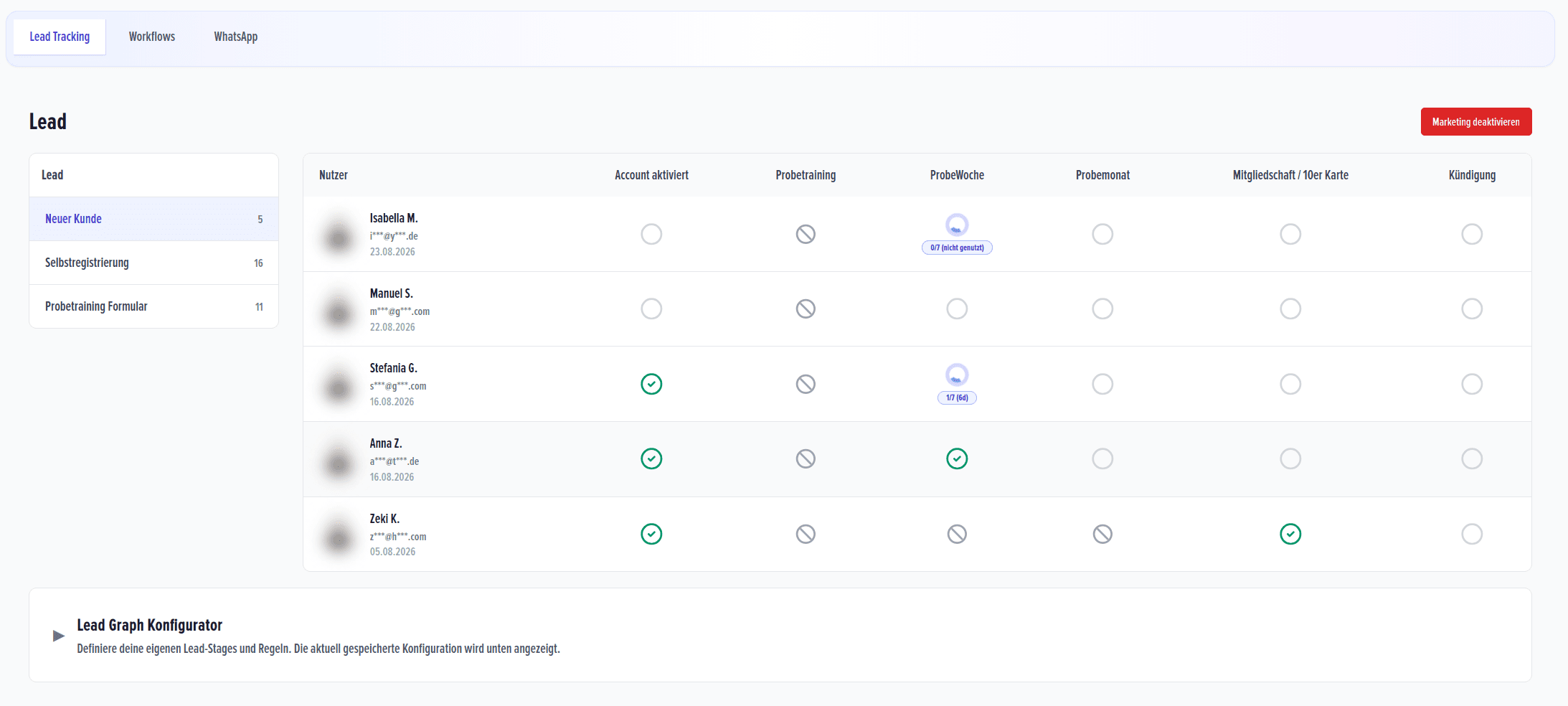 NexoWOD Engage Lead Tracking im Admin-Dashboard